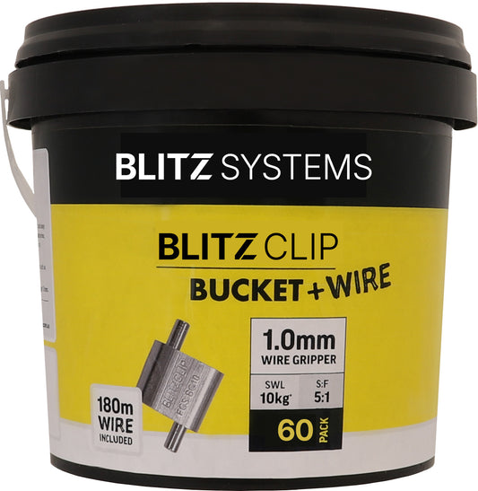 BLITZCLIP Bucket + Wire – 1.0mm Wire Gripper x 60 pcs