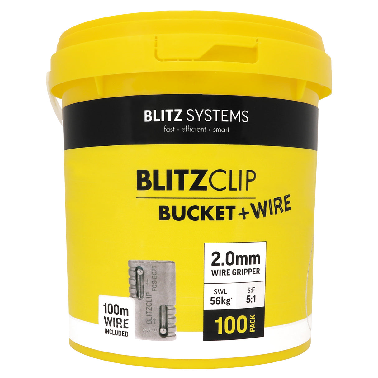 BLITZCLIP Bucket - 2.0mm Wire Gripper x 100 Pcs + Wire 2.0x100M