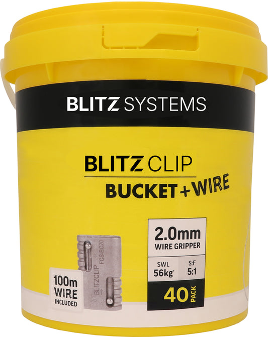 BLITZCLIP Bucket + Wire - 2.0mm Wire Gripper x 40 pcs