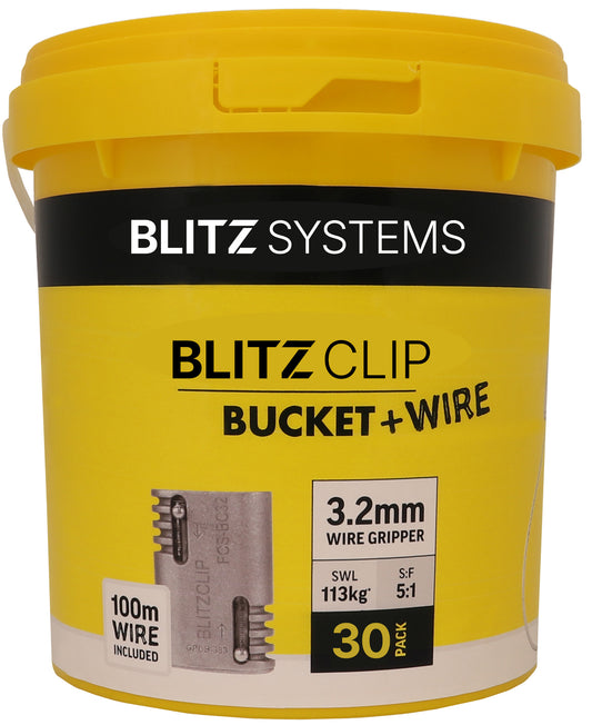 BLITZCLIP Bucket + Wire – 3.2mm Wire Gripper x 30 pcs