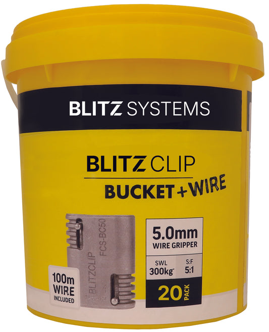 BLITZCLIP Bucket + Wire – 5.0mm Wire Gripper x 20 pcs